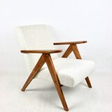 Vintage Ivory White Boucle Model B-310 Armchair, 1970s