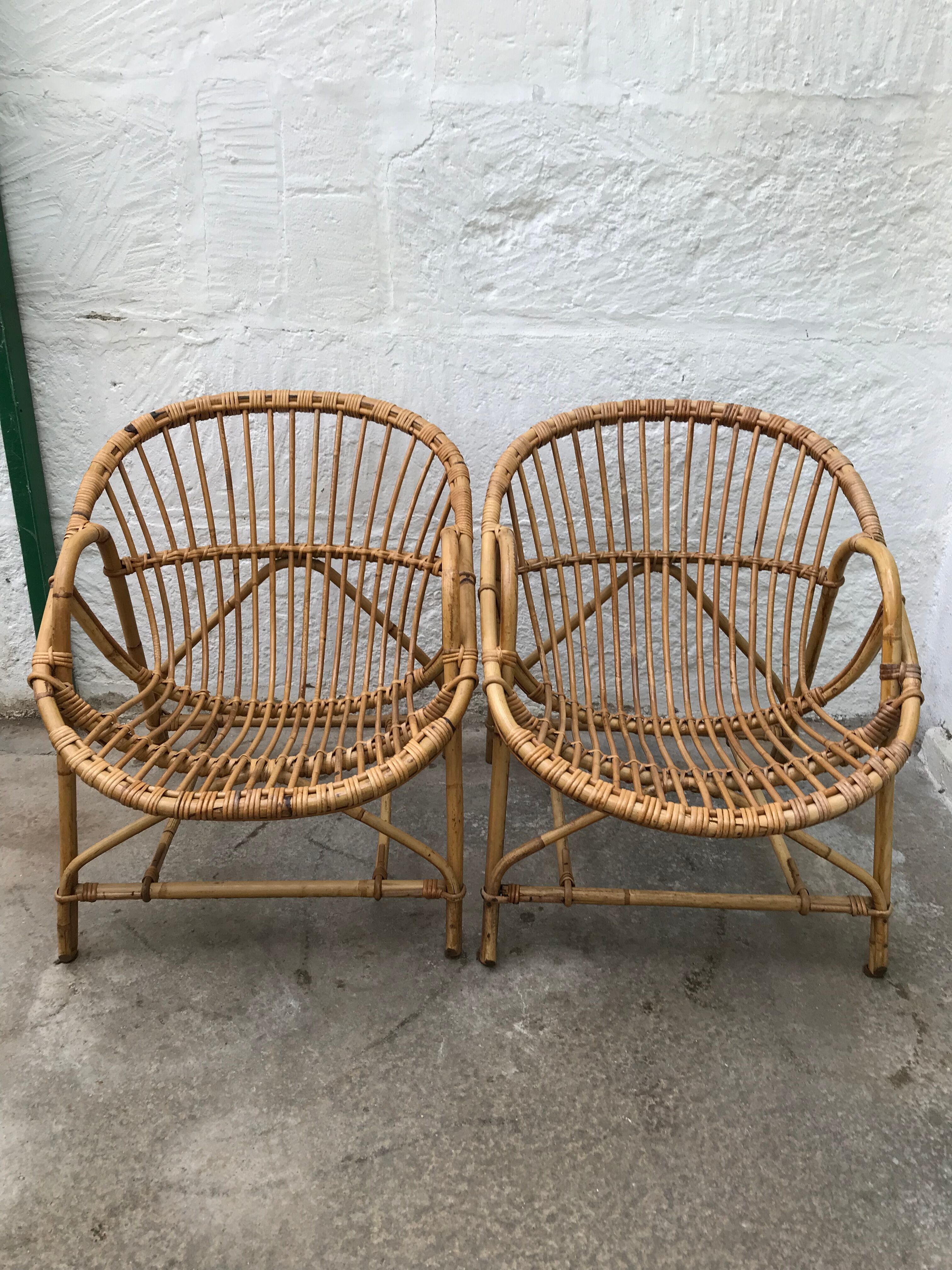 Pair of armchairs adult rattan basket