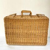 Vintage braided bamboo suitcase