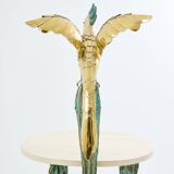 Brass cactus and parrot sculpture console Alain Chervet 1989