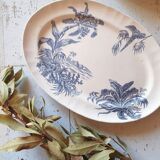 Ceramic dish pattern blue palm trees