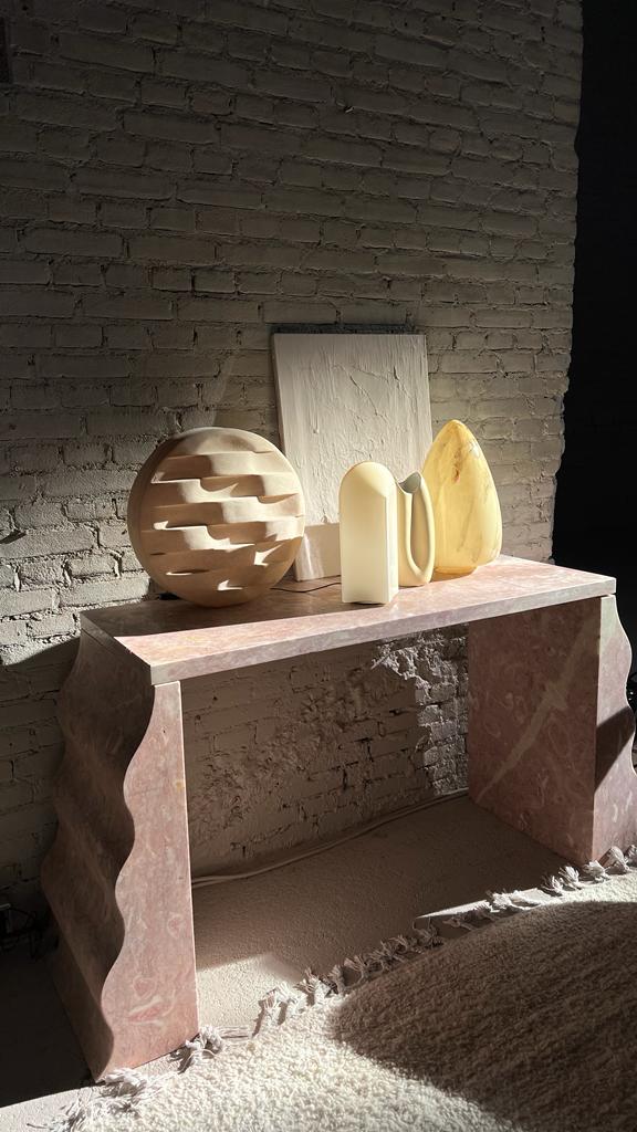 Sculptural solid stone desk / console