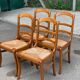 4 chaises de à manger en bois massif paillées dossier échelle 1970