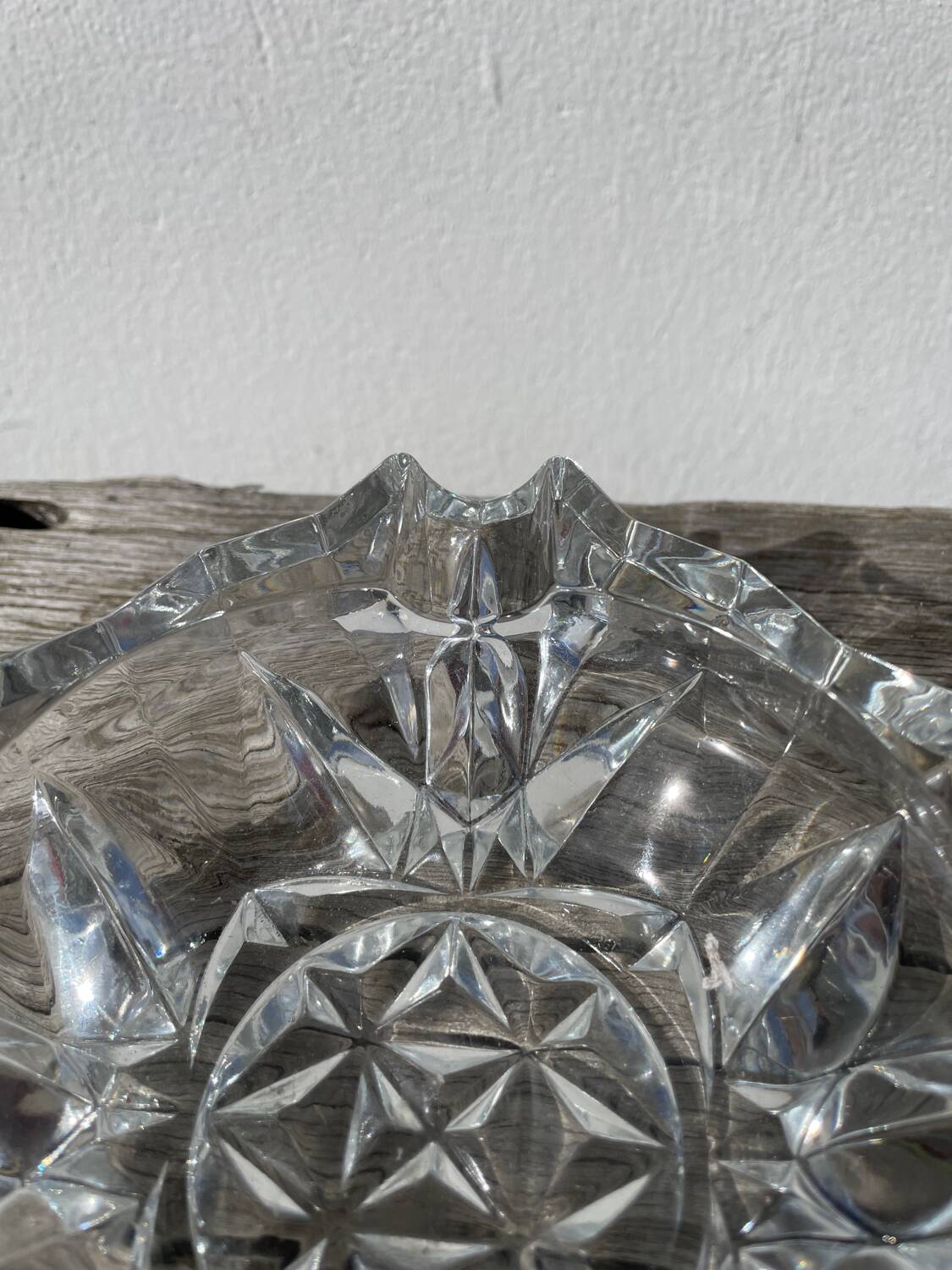 Clear cut glass ashtray 1970