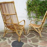 Pair of high rattan chairs