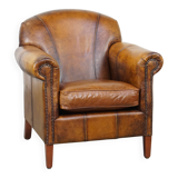 Cowhide Leather Armchair with Deep Warm Colors