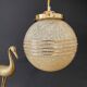 Vintage globe suspension in yellow and gold in Clichy glass