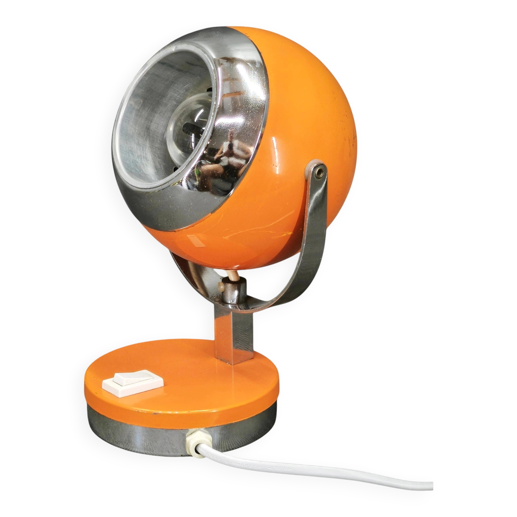 Lampe de table Goffredo Reggiani Orange Eyeball Space Age, Italie, années 1970
