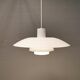 Beautiful older PH 4/3 hanging lamp, in white, with original orange suspension.