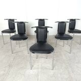 Chaises de salle à manger vintage postmodernes chromées, 1980