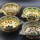 Earthenware Bowls St Jean de Bretagne Set of 4 Hand Decorated Geometric Black