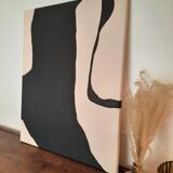 Beige and black abstract painting