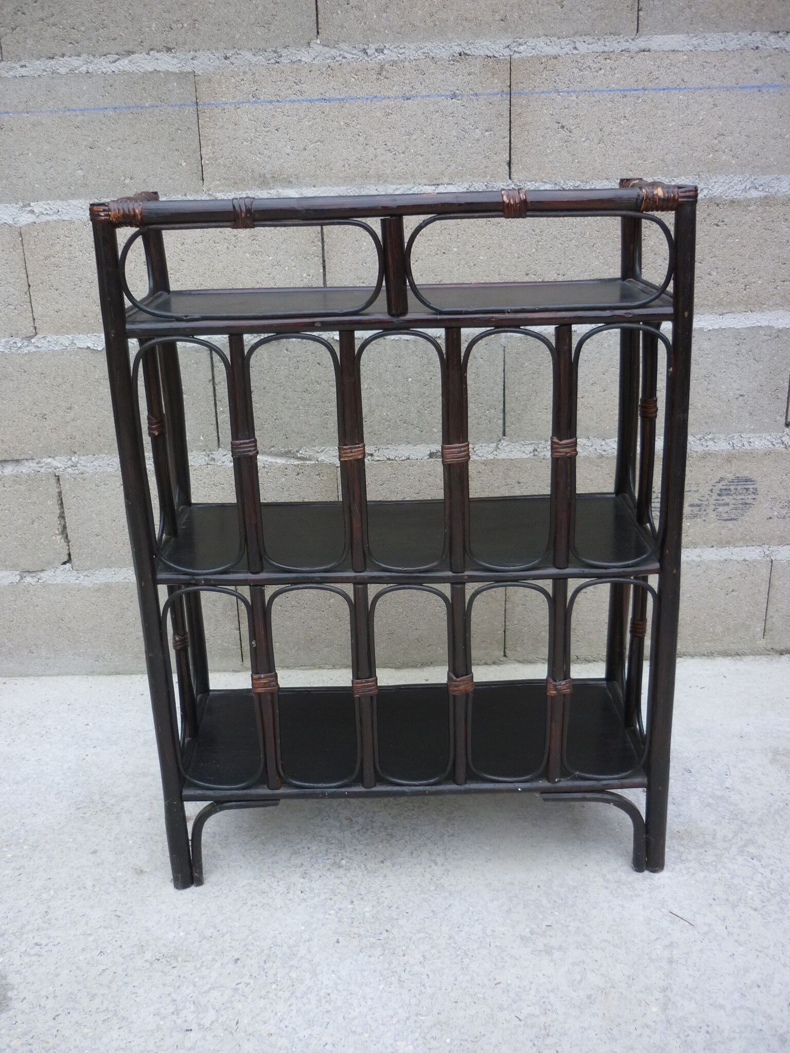 Bamboo and dark rattan shelf