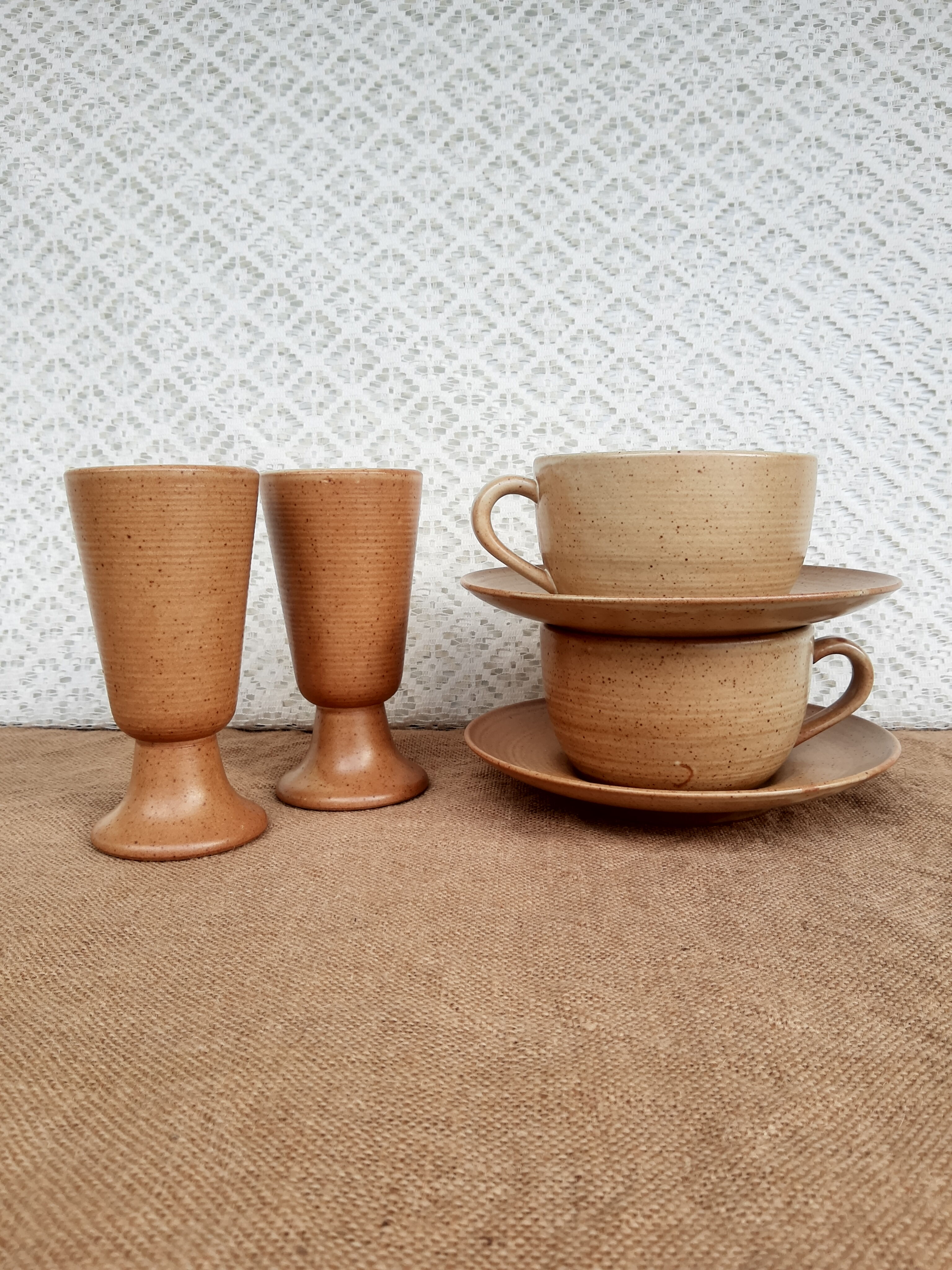 Coffee service tea chocolate stoneware village CNP France vintage