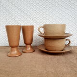 Coffee service tea chocolate stoneware village CNP France vintage