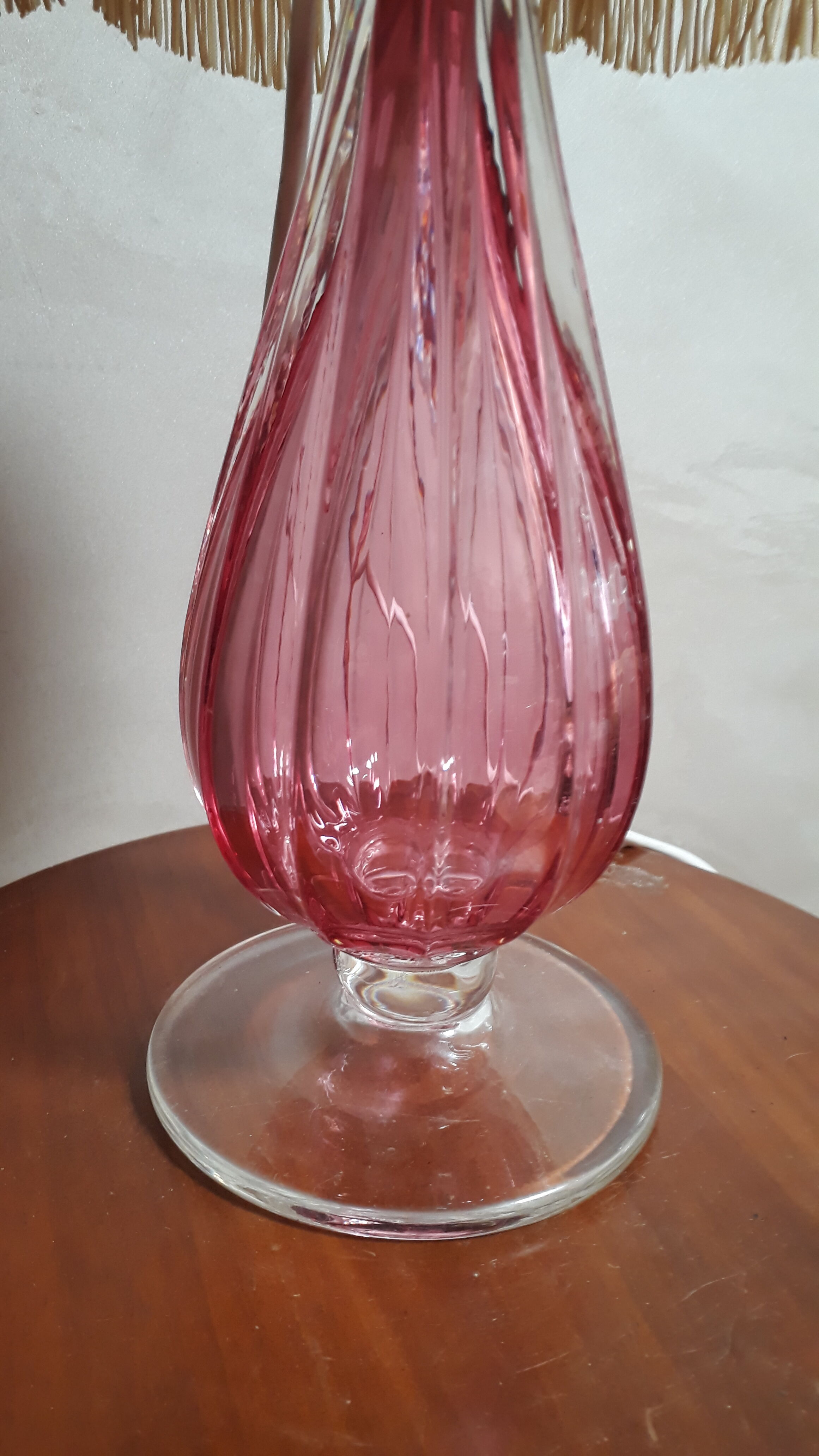 murano lamp glass blown pink Italy 1950 a 60