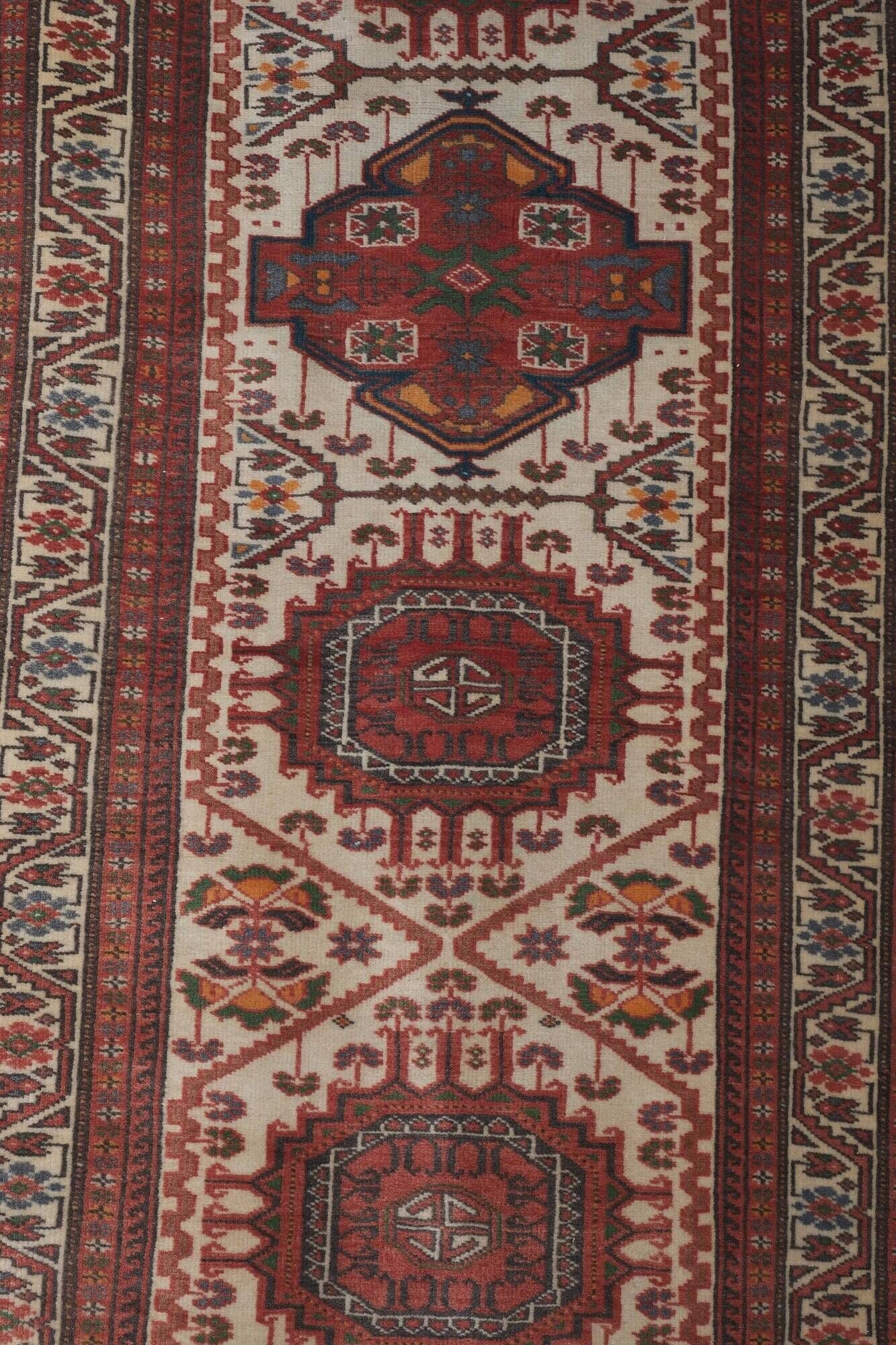 Vintage Turkish hallway rug 90x414 cm
