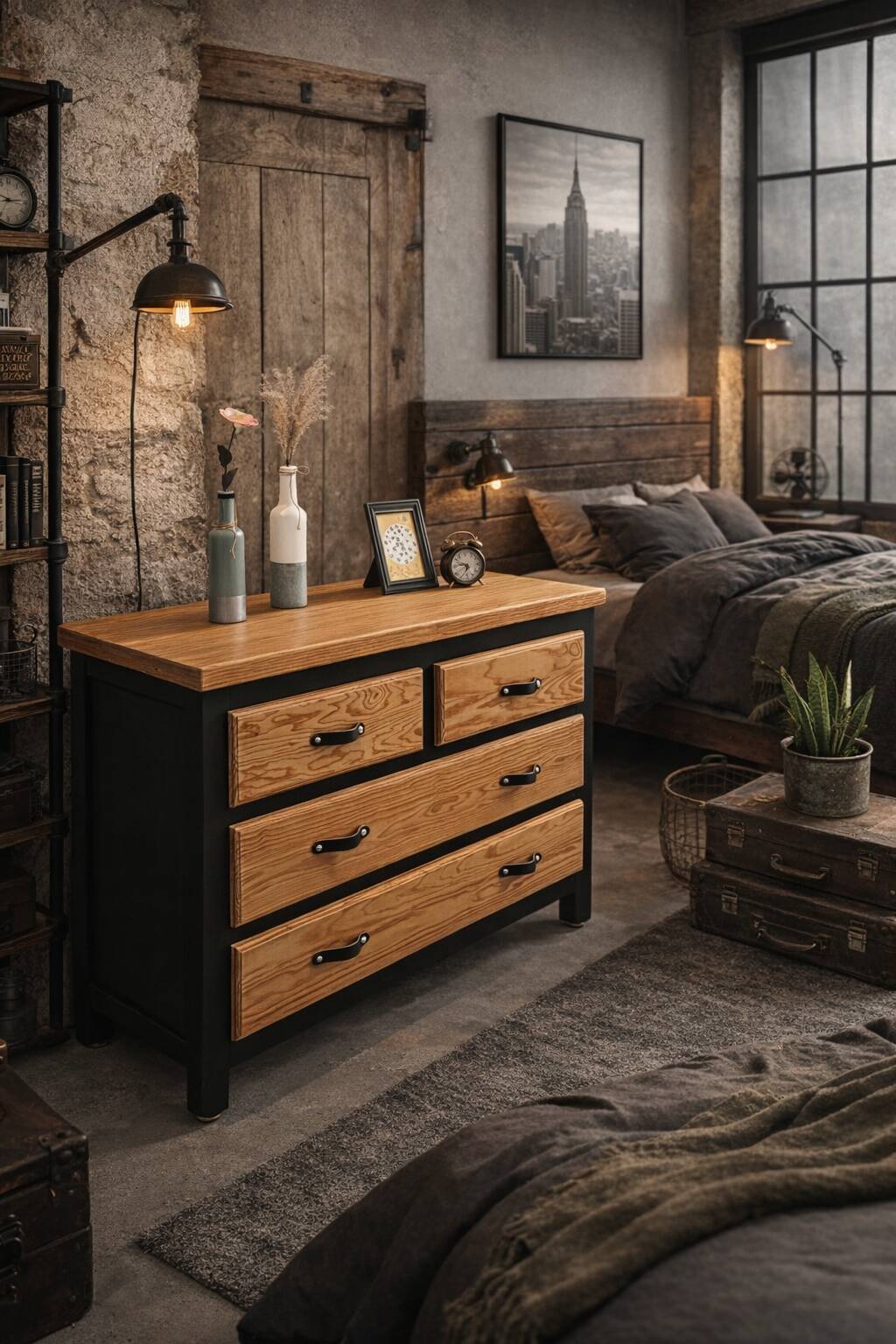 Commode bois massif et noir