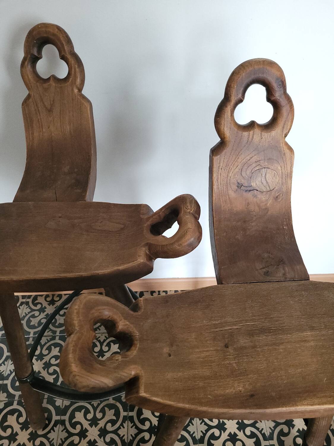 2 vintage brutalist bar stools design Marbella 1970s Spain