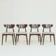 Set of 4 Modern Beech Wood Dining Chair, Herringbone red fabric
