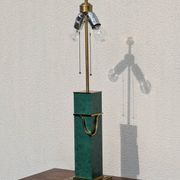 Pied de lampe vintage Jean Roche, 1980, laiton & vert