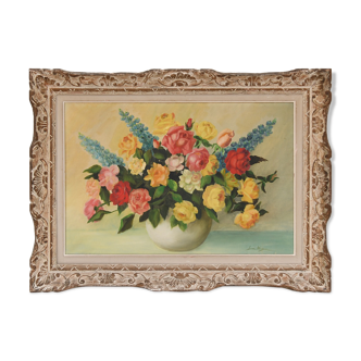 Huile sur toile bouquet de fleurs