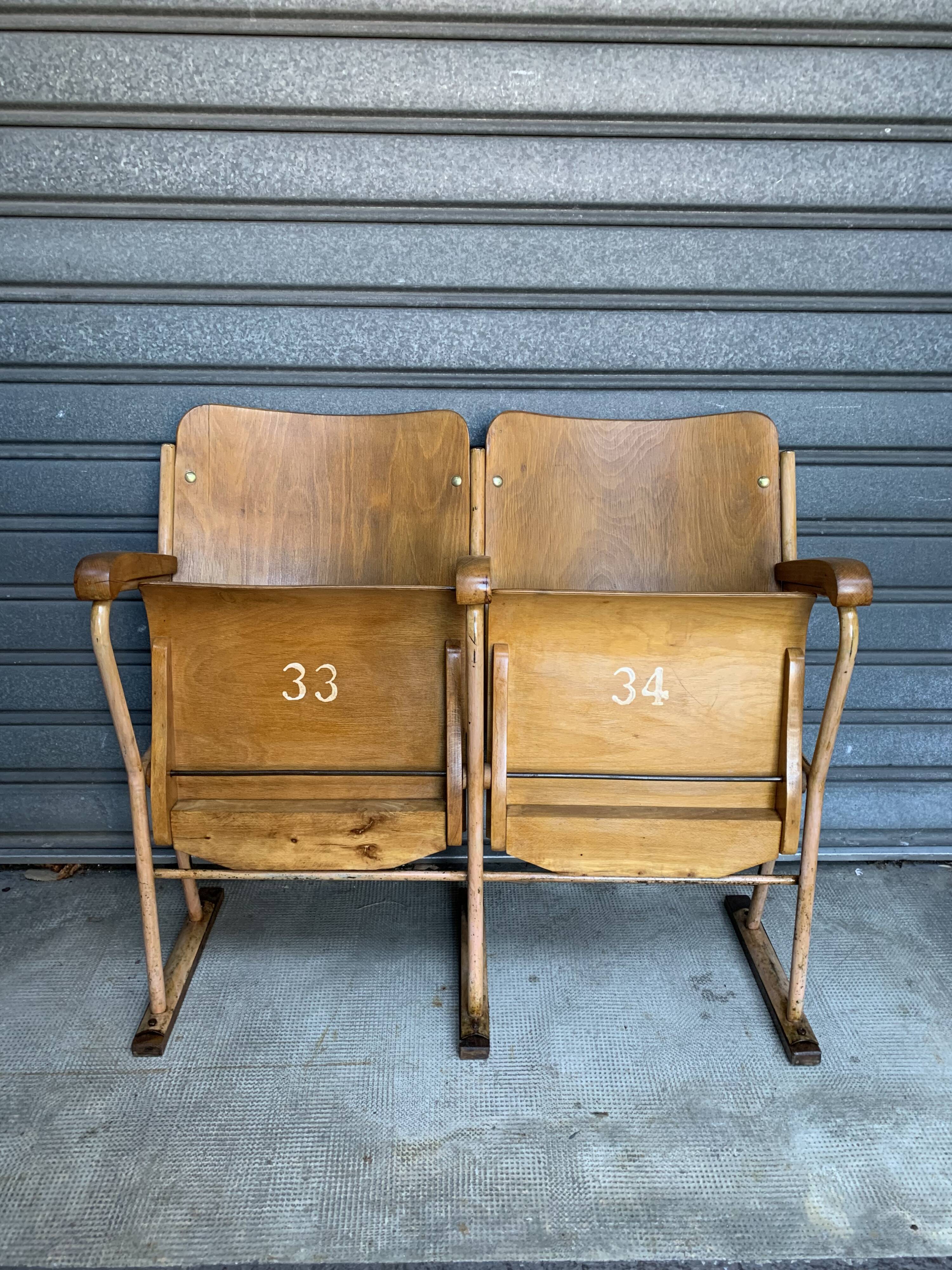 Wooden wooden metal base armchairs 1950s ́