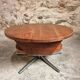 Vintage French Cherry Wood Coffee Table with Rotating Top - 1960s Round Shape on Iron Base Ø80cm