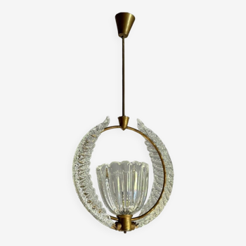 Venetian Chandelier In Colorless Murano Glass Circa 1950