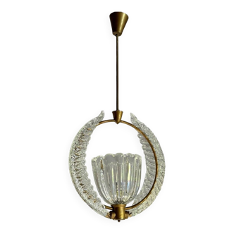 Venetian Chandelier In Colorless Murano Glass Circa 1950