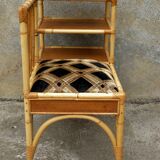 70s rattan telephone bench