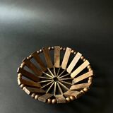 Olive wood and wooden bead fruit basket, France 1970