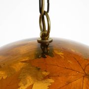 Rare, large 1970s Italian resin pendant lamp with embedded maple leaves