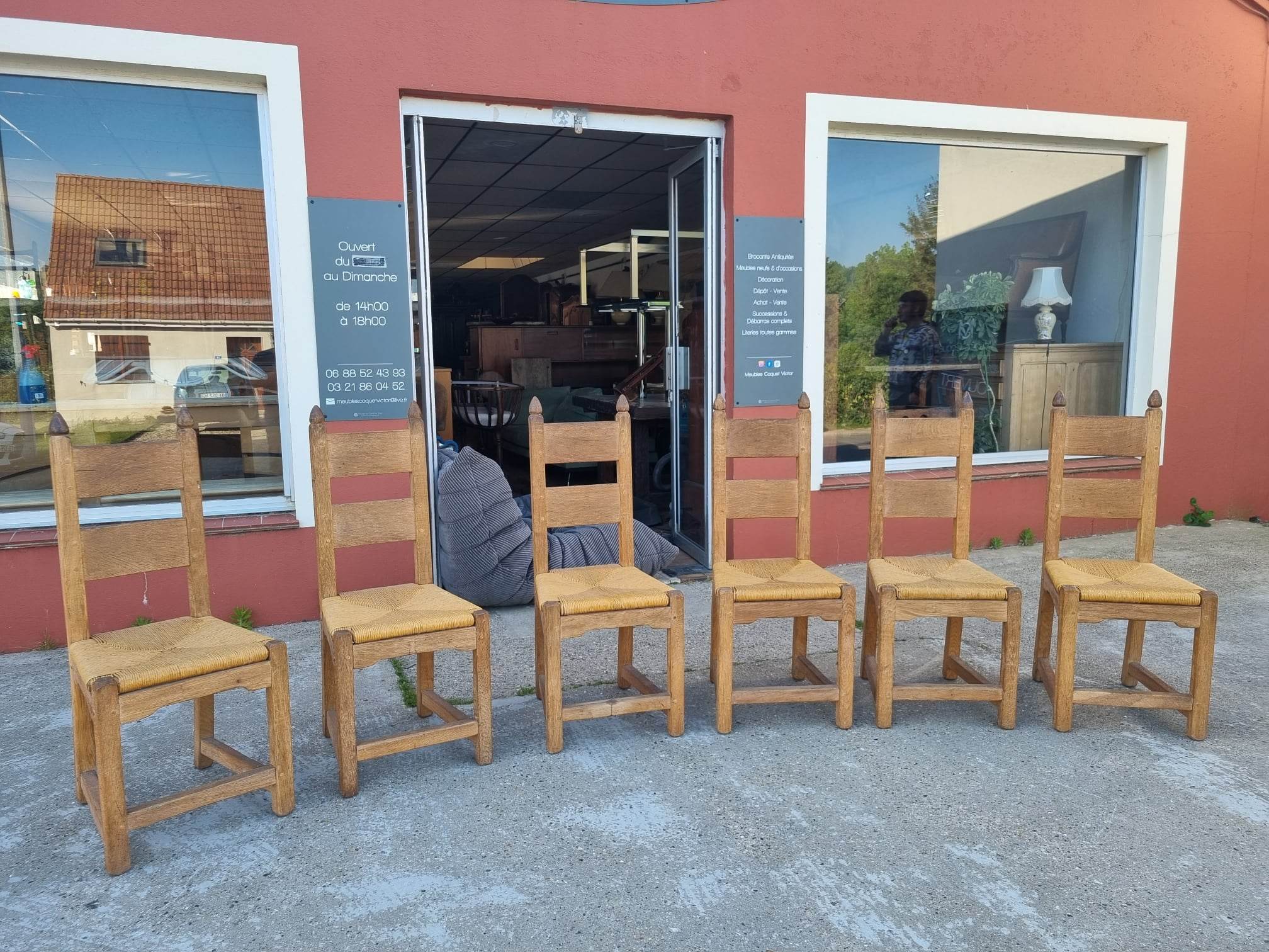 suite of 6 brutalist chairs