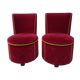 Pair of cabaret armchairs red velvet gold border