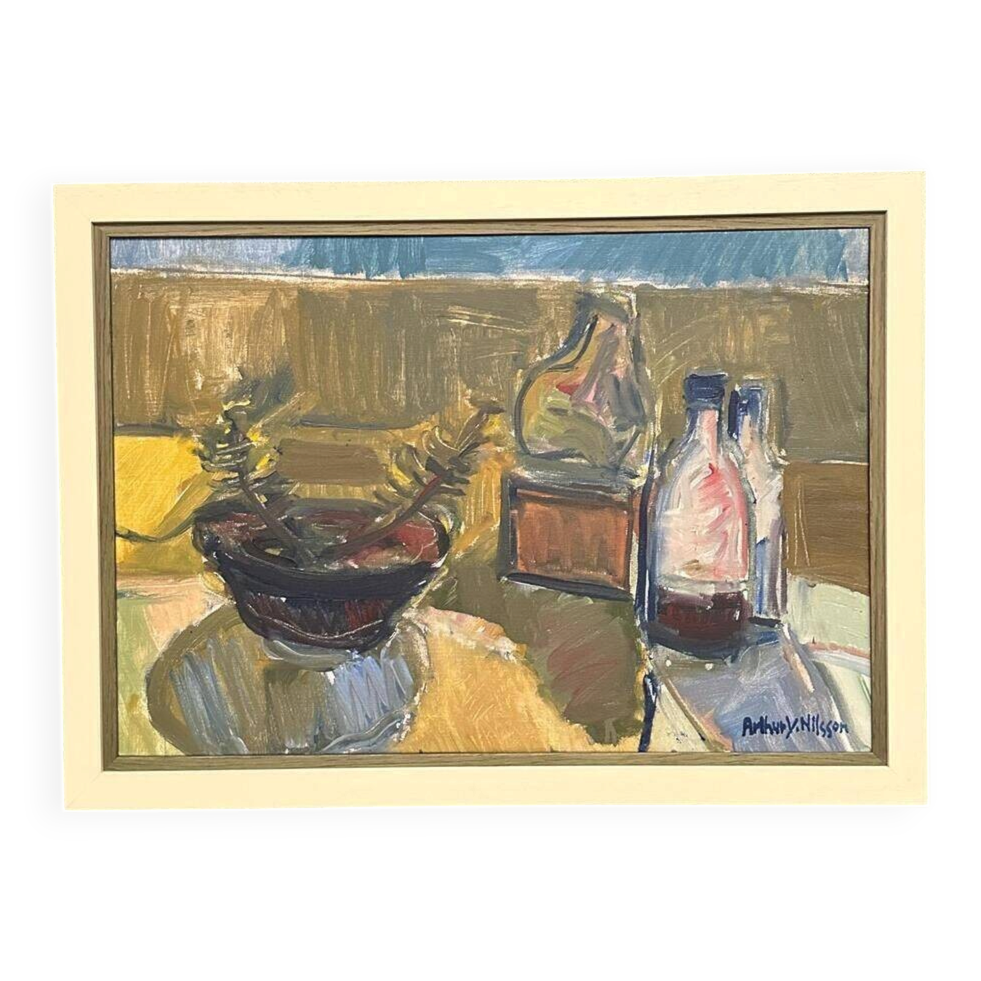 Huile sur toile originale suédoise – "Nature morte" par Arthur Y. Nilsson – Signée