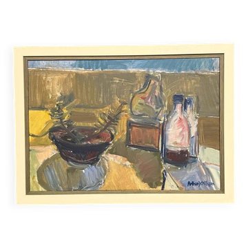 Huile sur toile originale suédoise – "Nature morte" par Arthur Y. Nilsson – Signée
