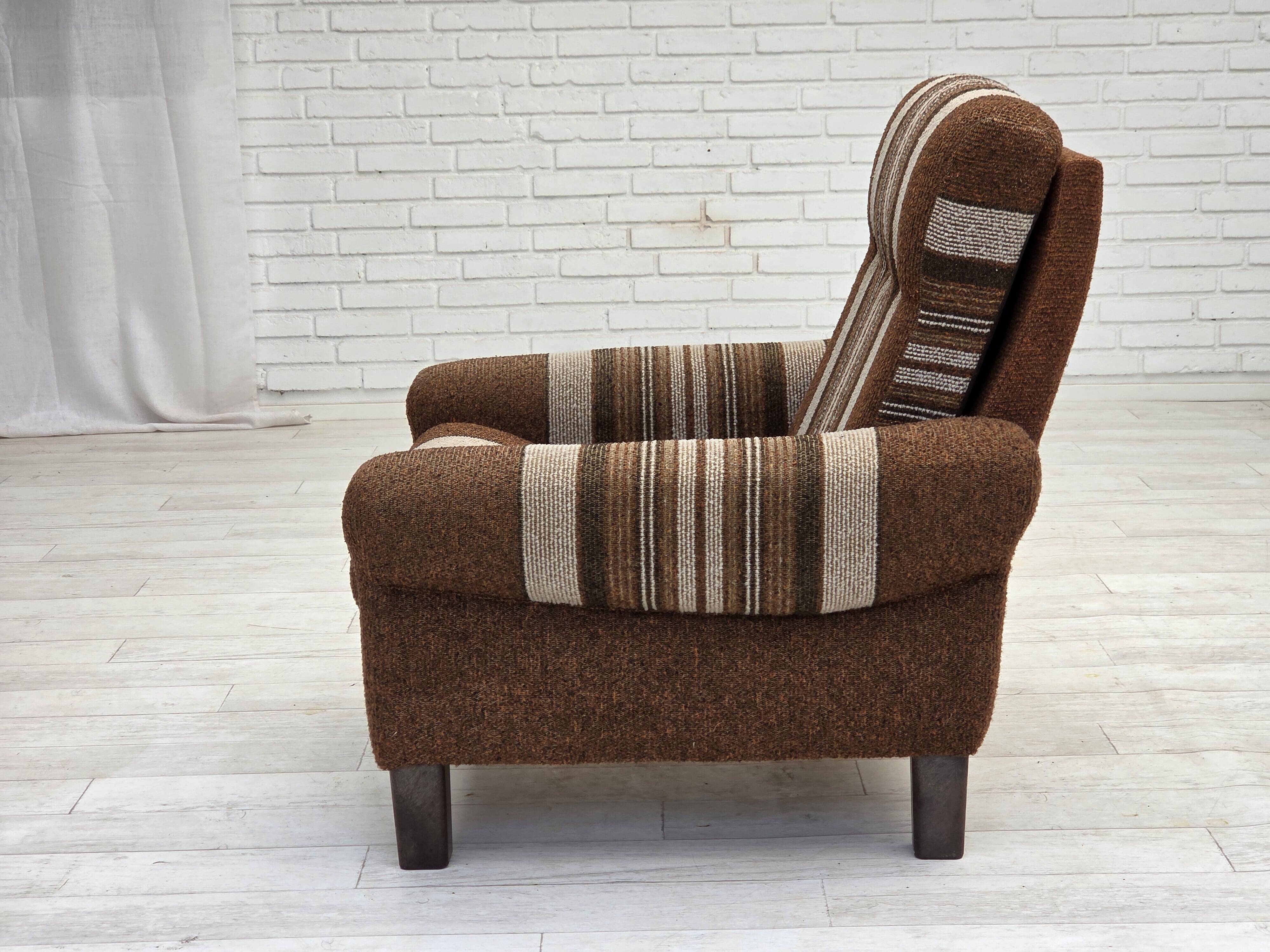 Danish club chair from the 1970s, original wool upholstery, original condition.