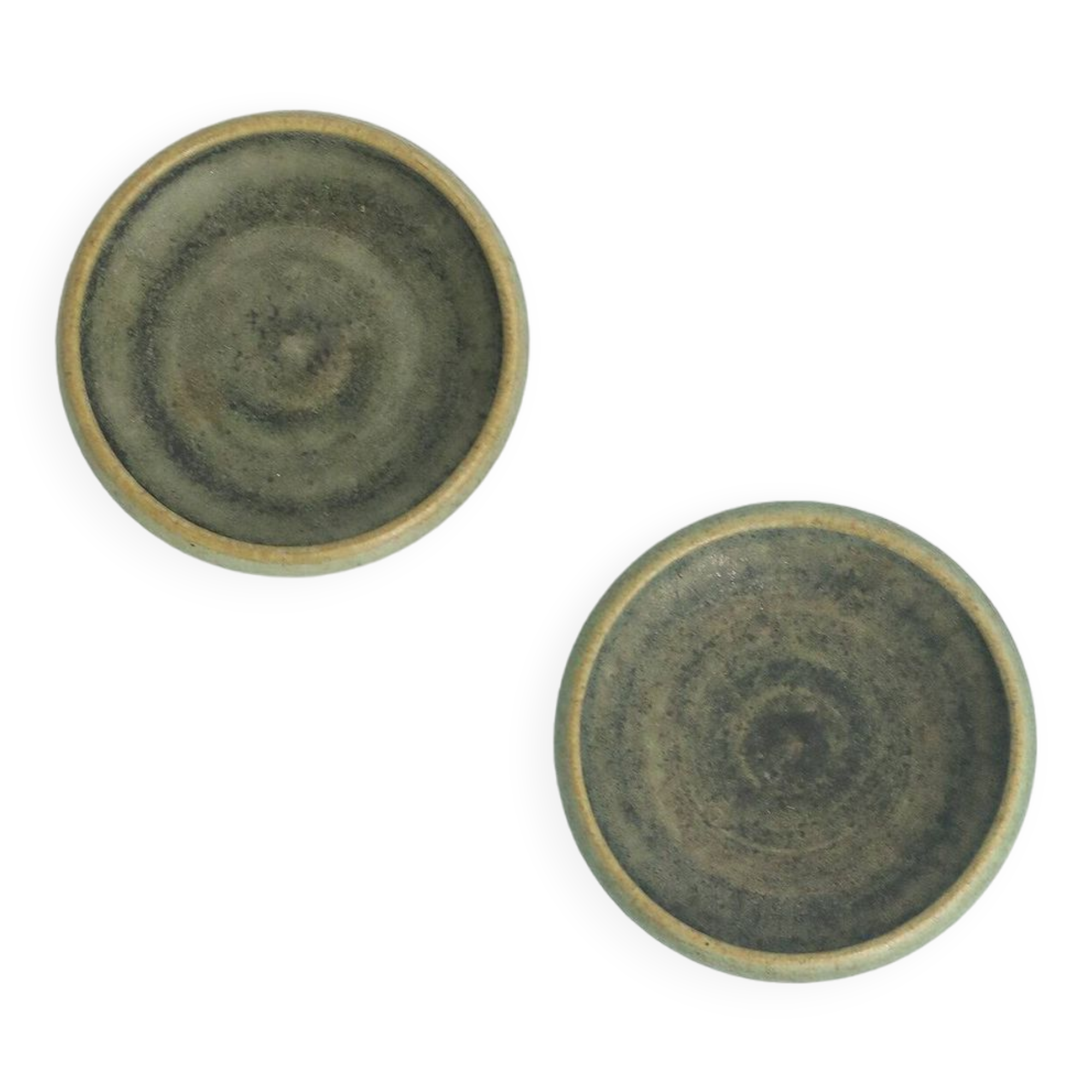 Set of 2 modern Scandinavian collection bowls in sandy brown stoneware by G. Borg.