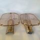 Pair of old brass wall lamps cut glass