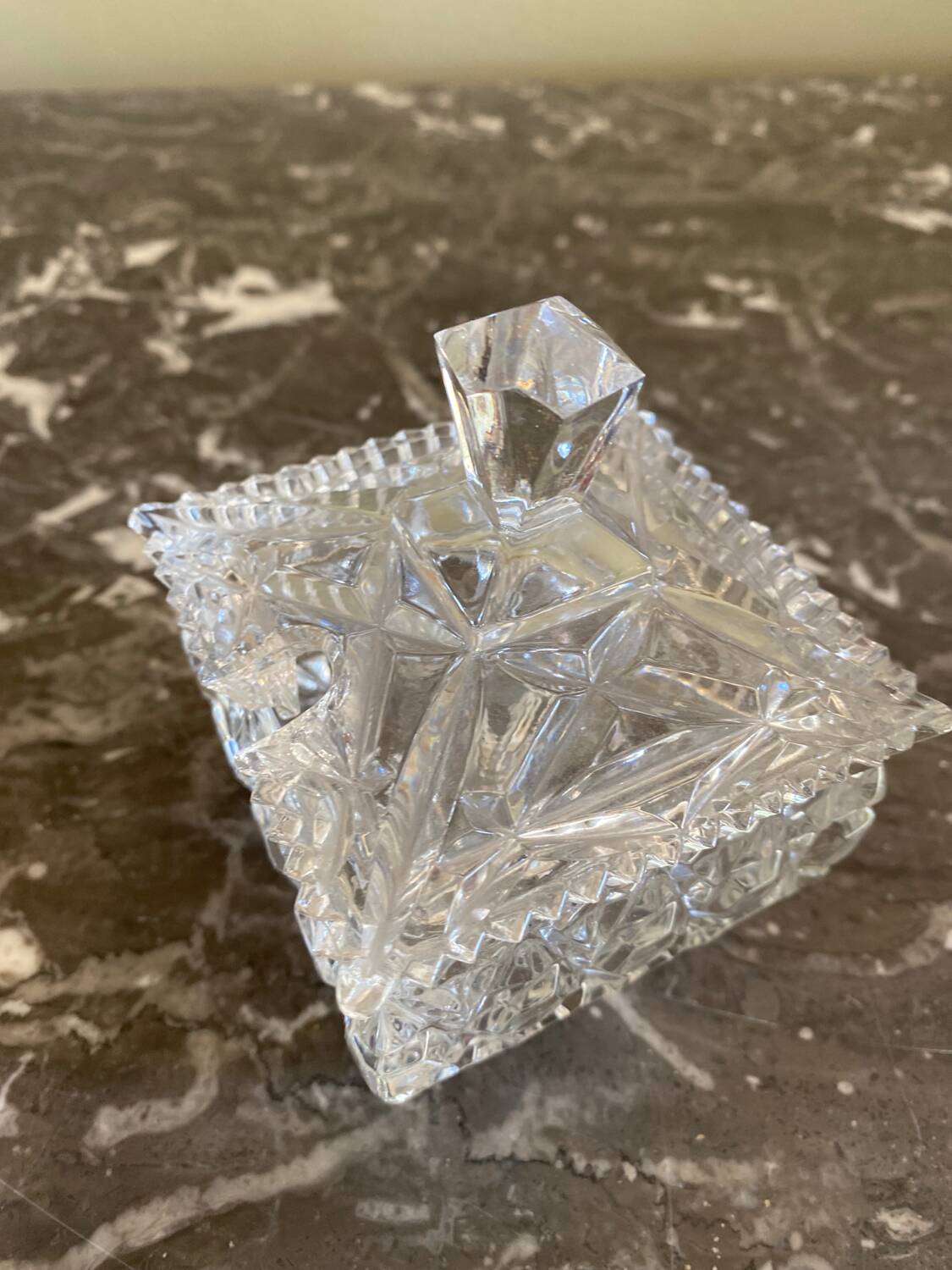 Chiseled glass sugar bowl