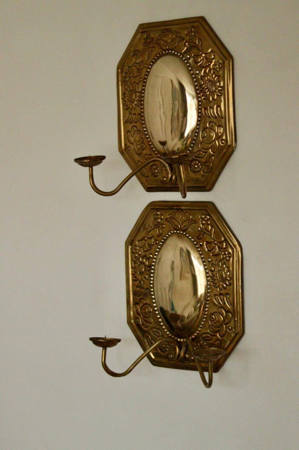 Paire de appliques octogonales à double bras en laiton suédois du milieu du siècle NA100676
