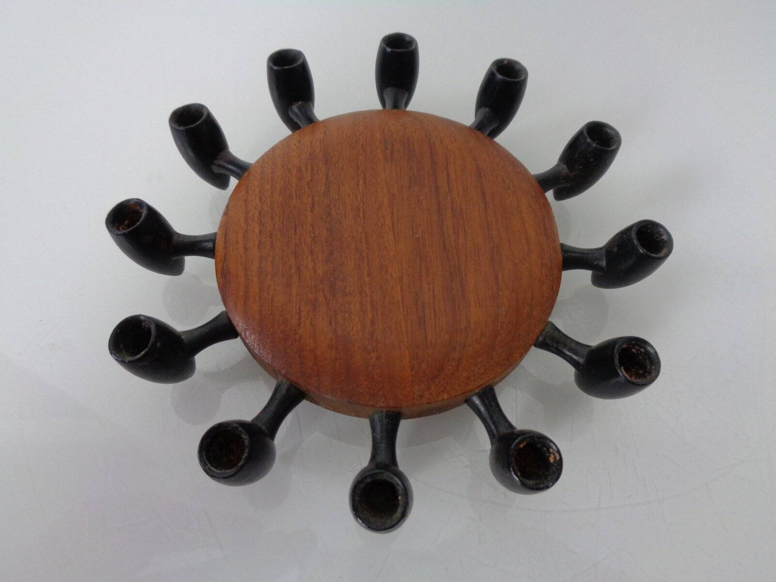 Digsmed Teak and Steel Candleholder, Denmark, 1960s