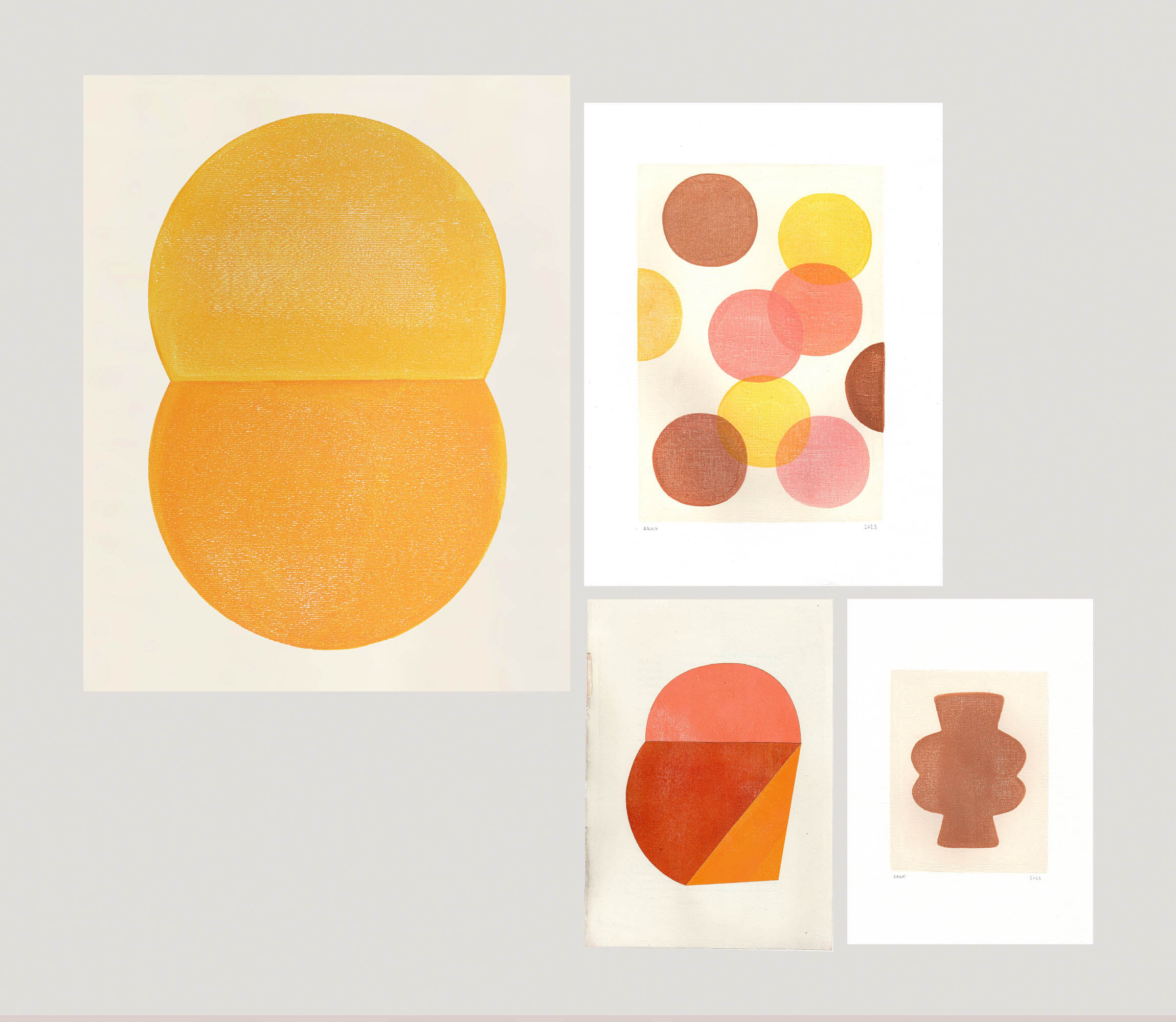 Ensemble de 4  peinture sur papier signées eawy