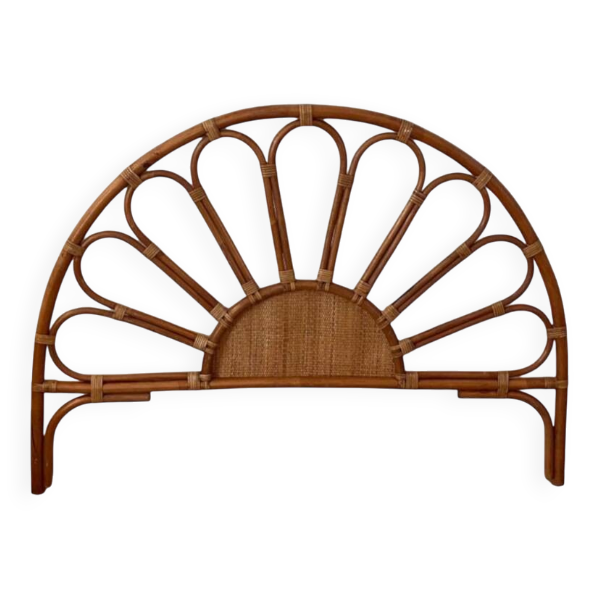 Vintage 1970s rattan and cane headboard for a double bed.