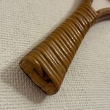 Vintage rattan tennis racket mirror