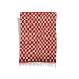 Moroccan Berber carpet boujaad ecru with red checkers 155x105cm