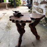 Table basse feuille en bois vintage avec cendrier