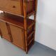 Bibliothèque, étagère en rotin, bois et cannage, années 70