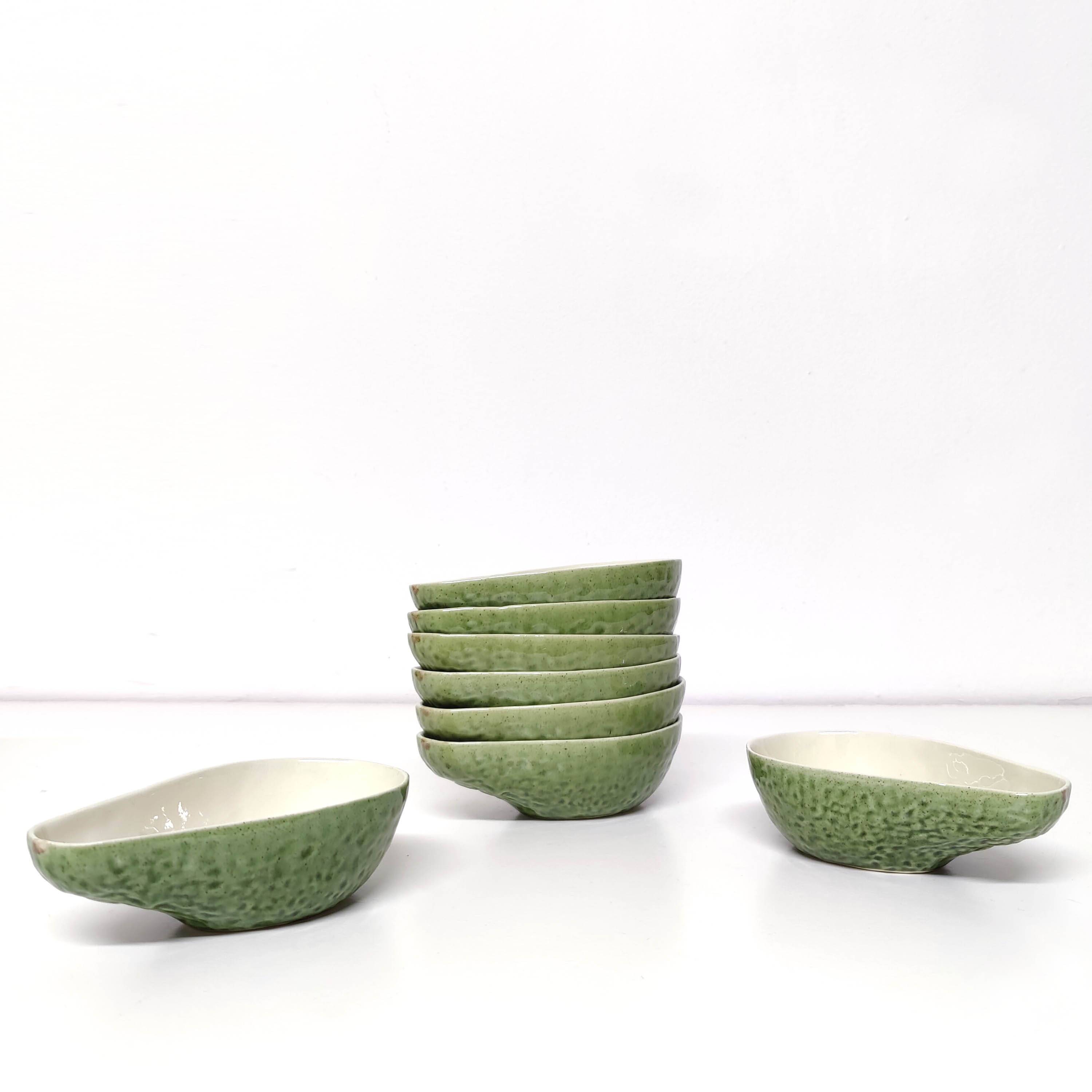 Set of 8 avocado-shaped ceramic bowls Bordalo Pinheiro Portugal